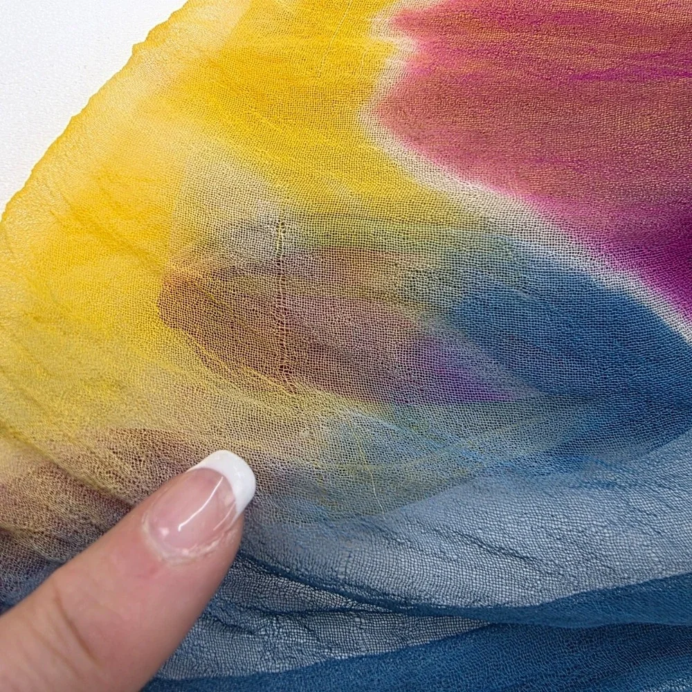 Womens Colorful Tie Dye Scarf Wrap Multicolor Rectangle Bohemian Festival Bright